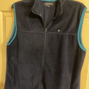 CROWN & IVY FLEECE VEST FULL ZIP NAVY BLUE SZ.L 46”X28”
